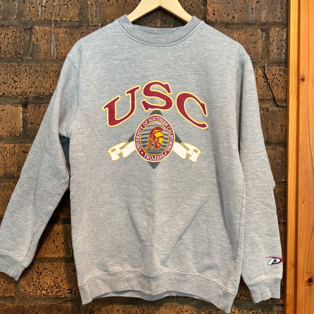 Vintage Pro Player USC Trojans Sweatshirt Mens Medium Heather Gray NCAA Pullover